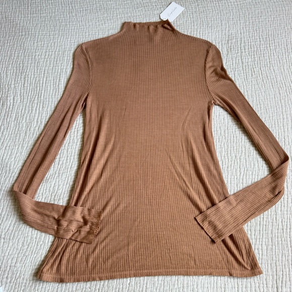 Enza Costa Tan Ribbed Long Sleeve Top - Picture 1 of 4